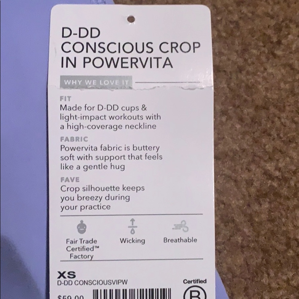 NWOT Athleta Conscious Crop D-DD - Picture 5 of 5